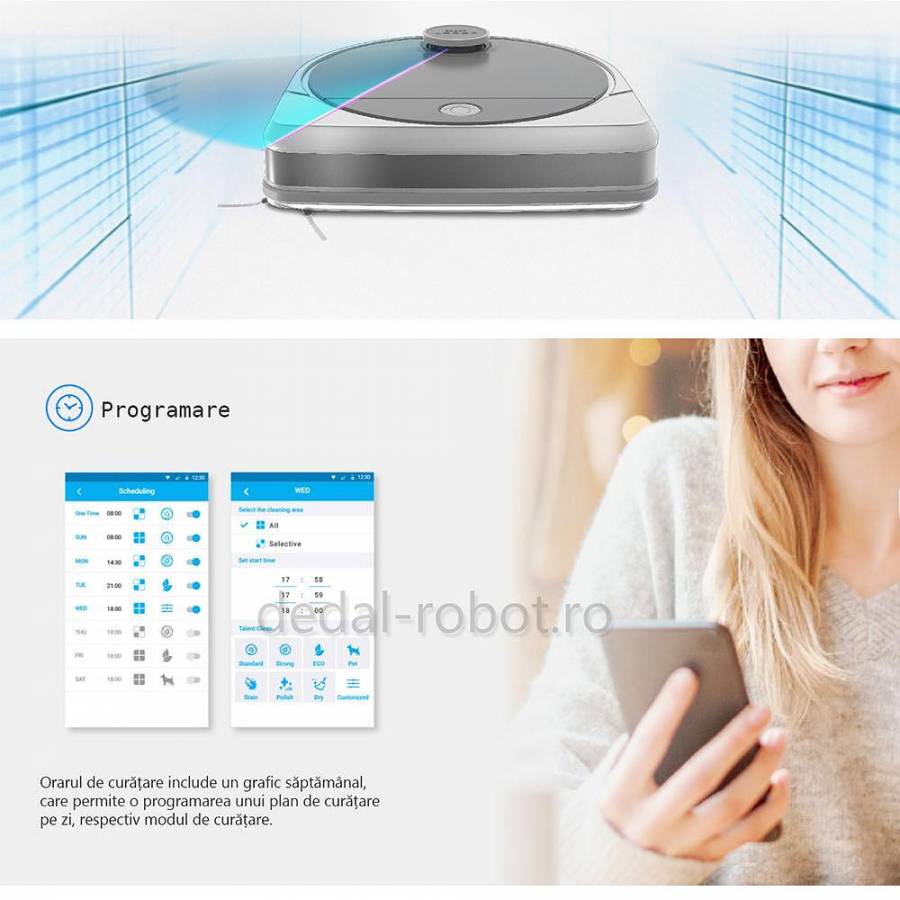 Hobot Legee 7 robot Aspirator Mop Harta 5g Si 24g Wifi Siri/ok Google Voce Creativa 2700 Pa