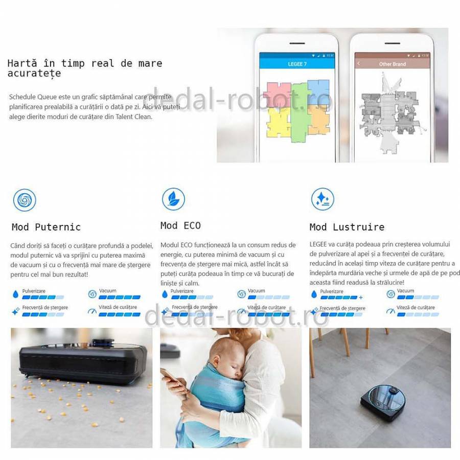 Hobot Legee 7 robot Aspirator Mop Harta 5g Si 24g Wifi Siri/ok Google Voce Creativa 2700 Pa