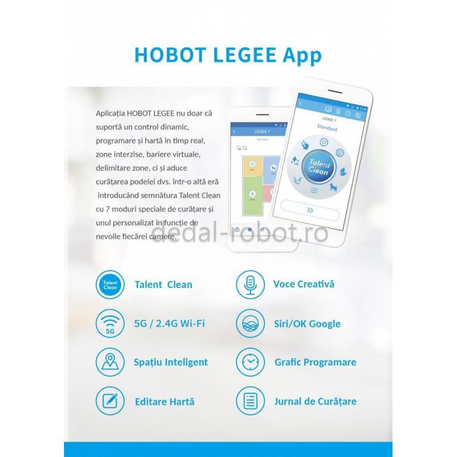 Hobot Legee 7 robot Aspirator Mop Harta 5g Si 24g Wifi Siri/ok Google Voce Creativa 2700 Pa