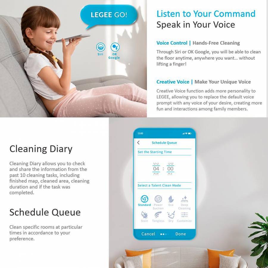 Hobot Legee D8  Robot Aspirator Cu Ridicare Mop Filtru De Autocuratare