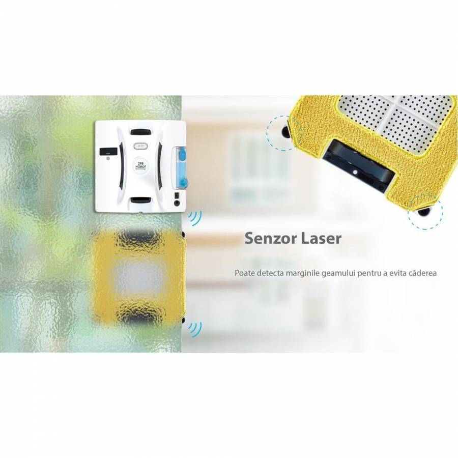 Hobot 298  Robot Curatare Geamuri Cu Pulverizator Bluetooth Ups incorporat Negru