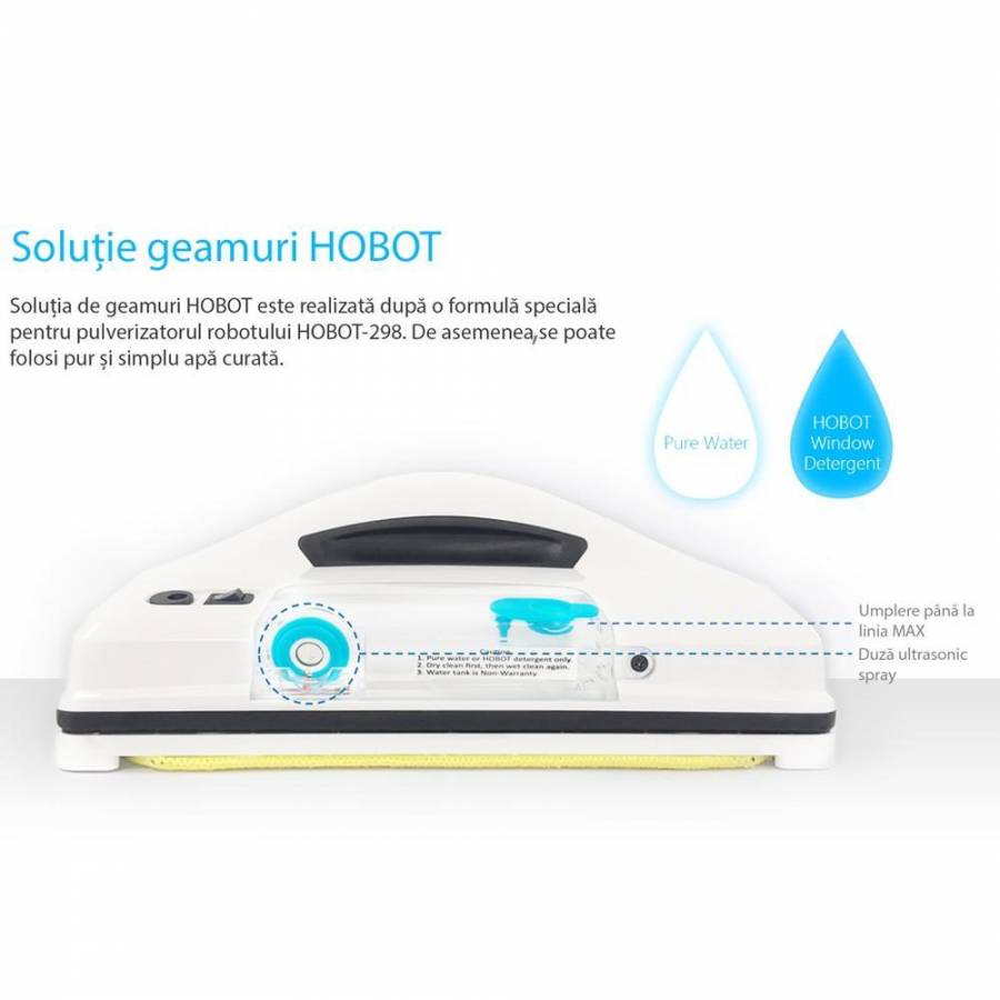 Hobot 298  Robot Curatare Geamuri Cu Pulverizator Bluetooth Ups incorporat Negru