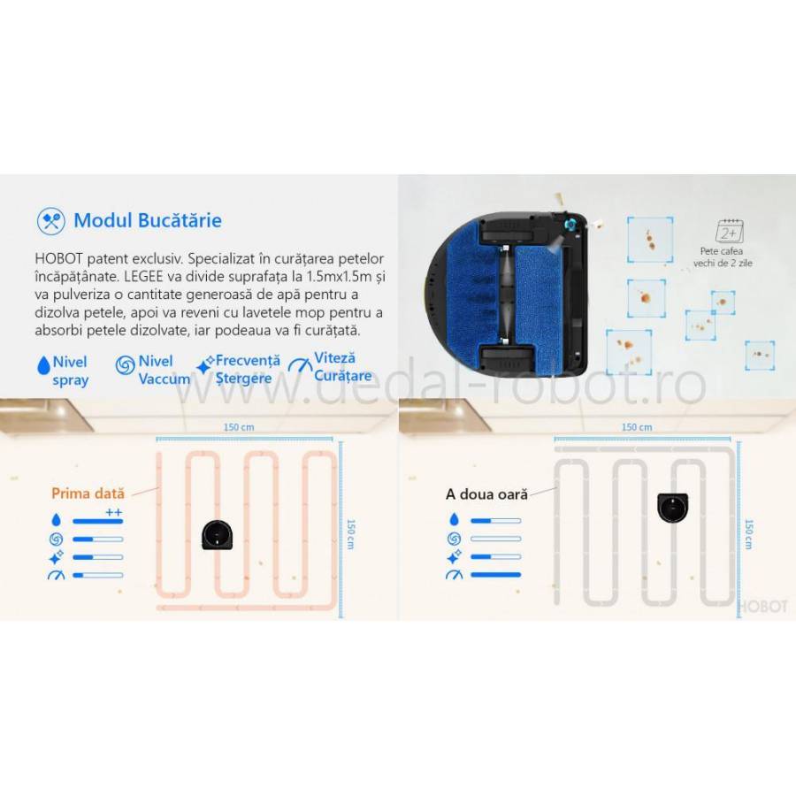 Hobot Legee 688  Mop Robot Cu Aspirare Aplicatie Mobila Wifi Giroscop Simultan Curatare Uscata Si Umeda