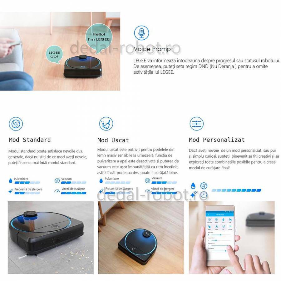 Hobot Legee 7 robot Aspirator Mop Harta 5g Si 24g Wifi Siri/ok Google Voce Creativa 2700 Pa