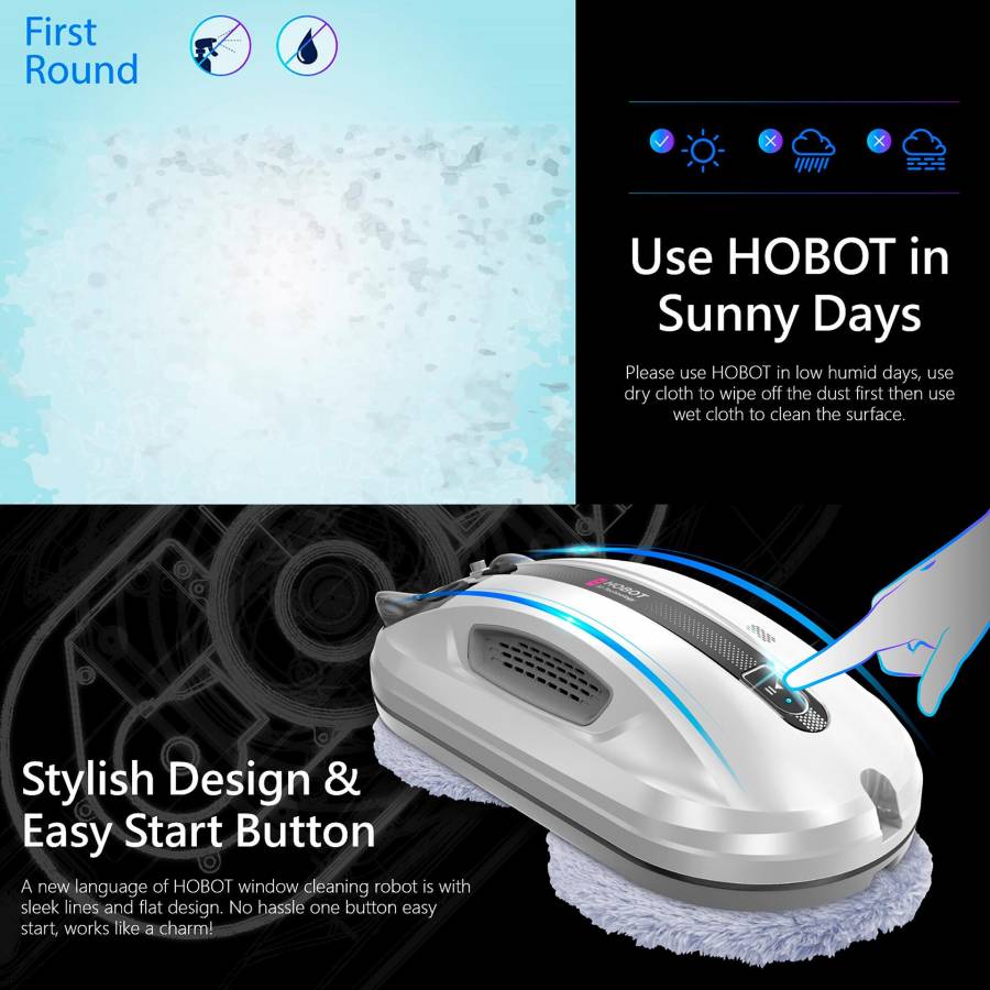 Hobot R3  Robot Curatare Geamuri Cu 2 Pulverizatoare Aplicatie Mobila Ups incorporat Voce Creativa Memento