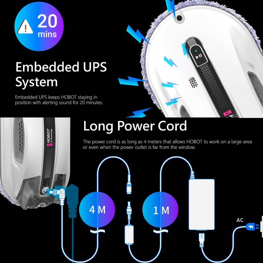 Hobot R3  Robot Curatare Geamuri Cu 2 Pulverizatoare Aplicatie Mobila Ups incorporat Voce Creativa Memento