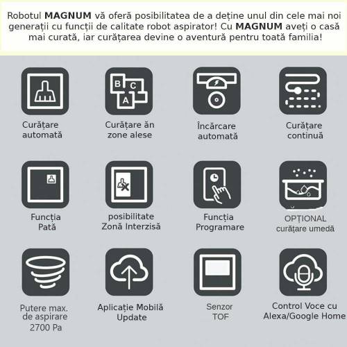 Magnum One  Aspirator Robot Aplicatie In Limba romana,  Alb
