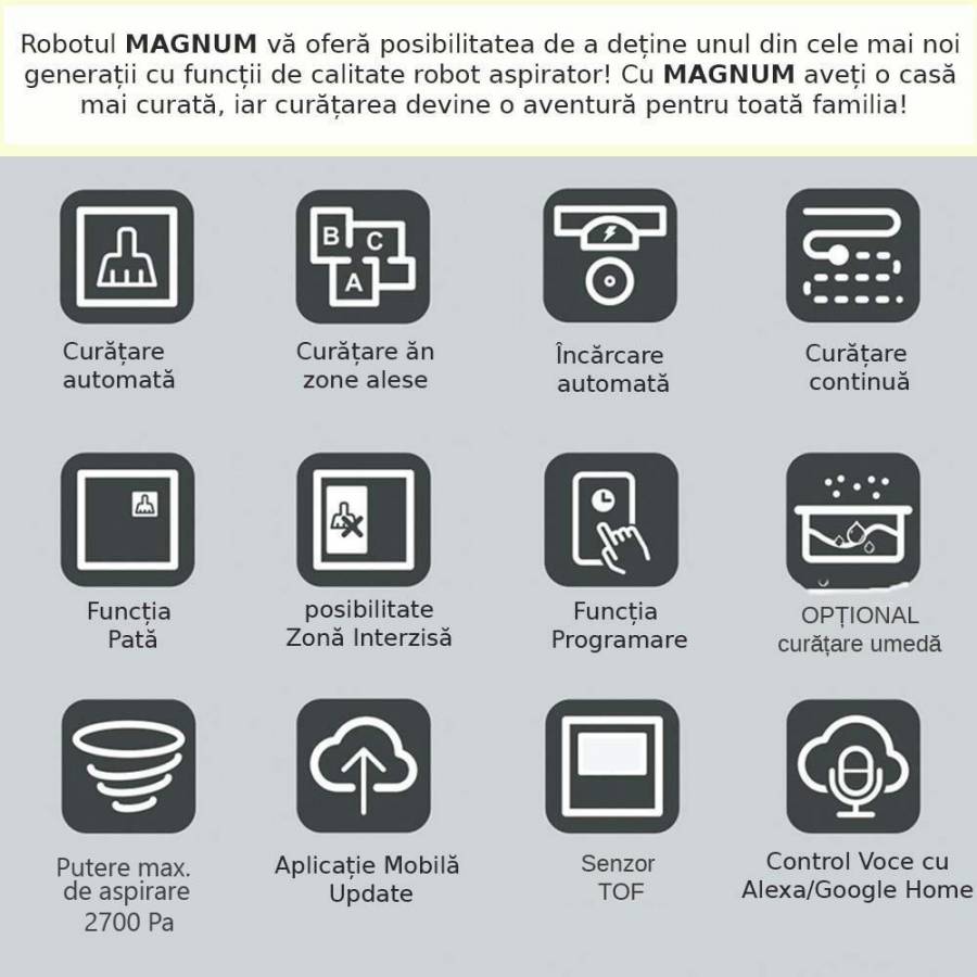 Magnum One  Aspirator Robot Aplicatie In Lbromana Negru