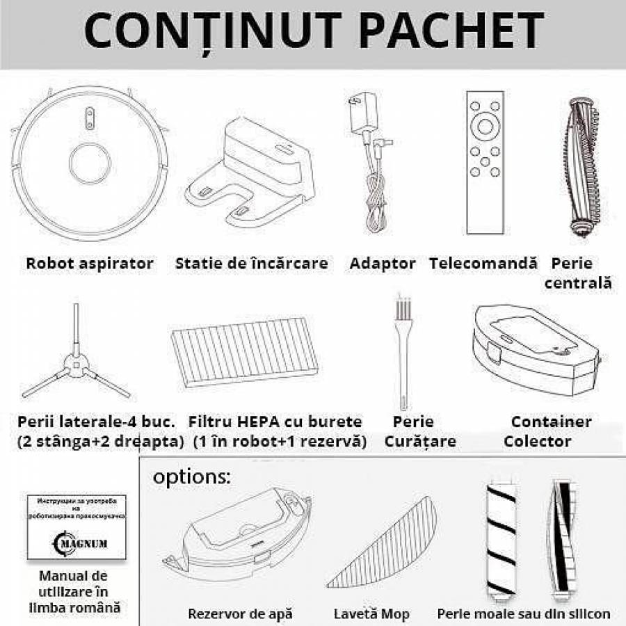 Magnum One  Aspirator Robot Aplicatie In Lbromana Negru