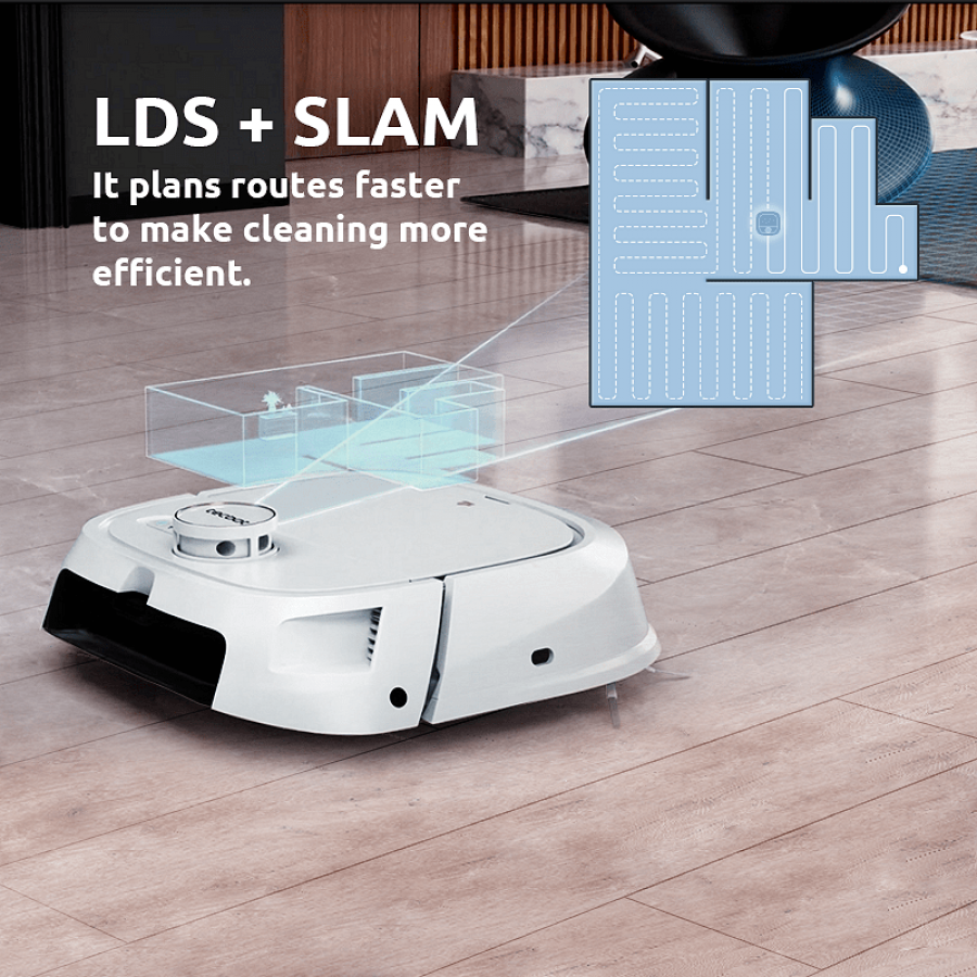 Tecbot M1  Aspirator Robot Cu Spalare Auto Clatire Rolamop alb