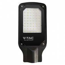 Iluminat stradal LED puternic pentru exterior, culoare rece, negru.