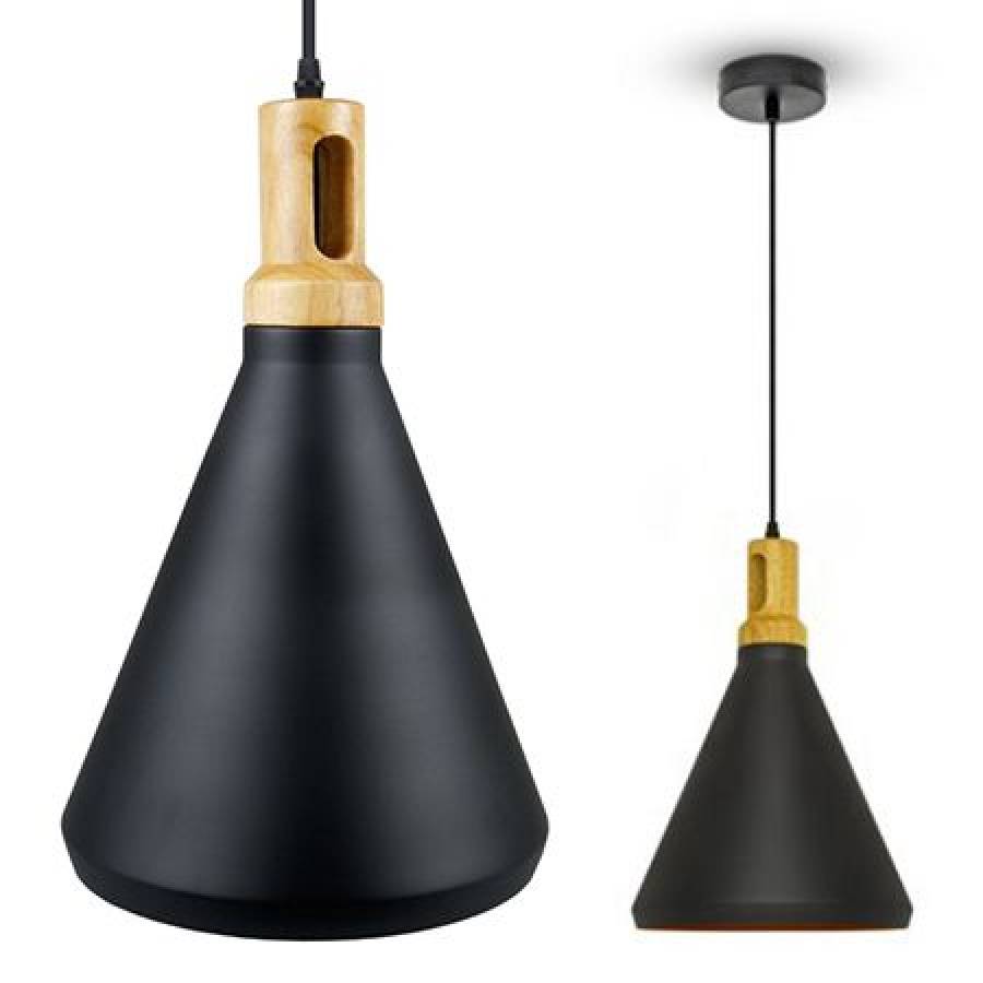 Corp Suspendat Iluminat 60w Lemn Negru - Online