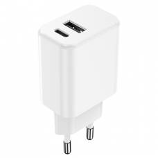 Incarcator Retea Usb-C + Usb A - Alb 20W RAPID