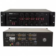 Mixer cu amplificare 4x120W, 5 canale, intrari si iesiri multiple.