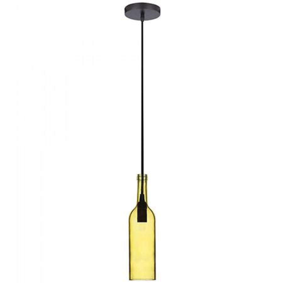 Lustra sticla vin galben, pendul tavan, soclu E14.