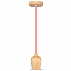 Pendul suspendat cu soclu E27 din lemn - Rosu