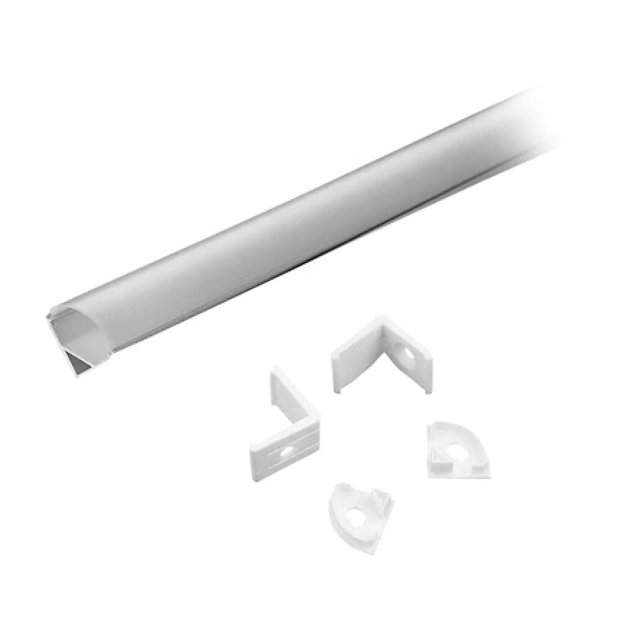 Kit montaj aluminiu banda LED 2m 15.8 x 15.8mm alb