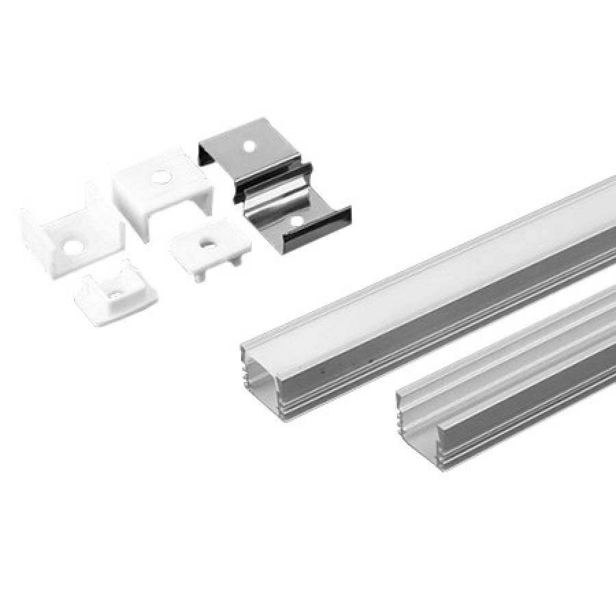 Kit montaj profil aluminiu pentru banda LED 2m - mat