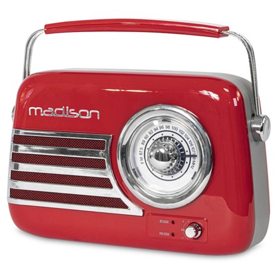 Radio Portabil Nostalgia Bluetooth/AUX - Rosu, 15w