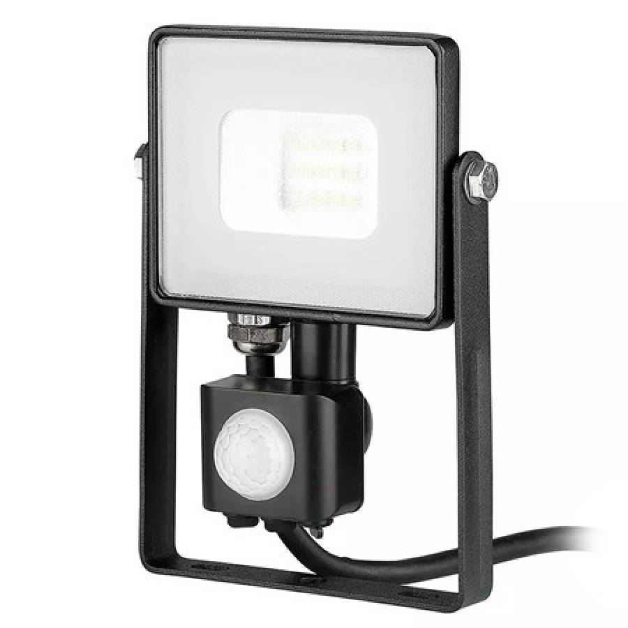 Reflector LED negru cu senzor de miscare, 10W, IP65