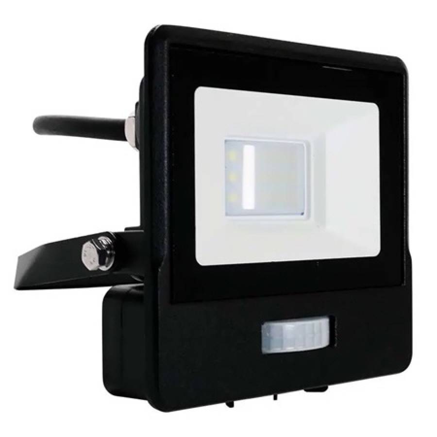 Reflector LED SMD 10W 6400K cu senzor de miscare - Negru