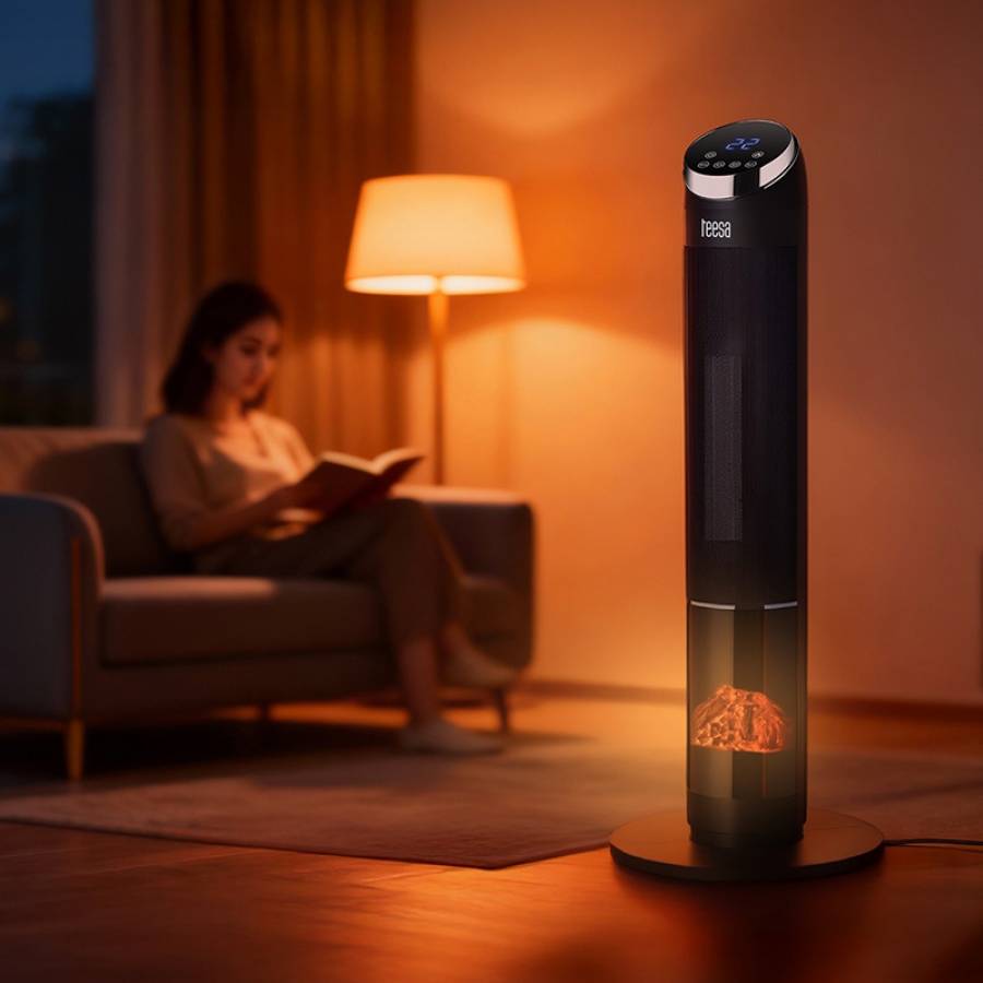 Semineu Electric Decorativ cu Aeroterma si Telecomanda Teesa