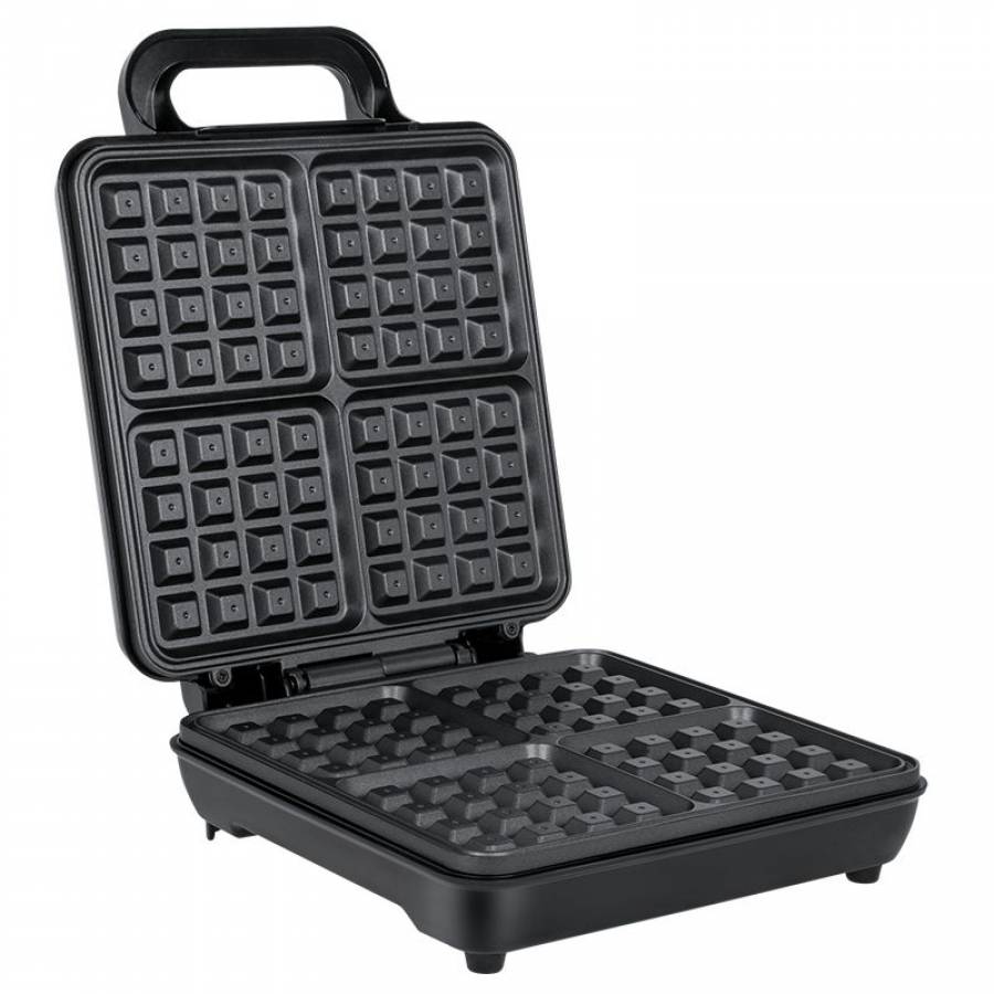 Aparat Wafe Patrate Negru, Putere 1100W, Indicator Incalzire, Maner termorezistent
