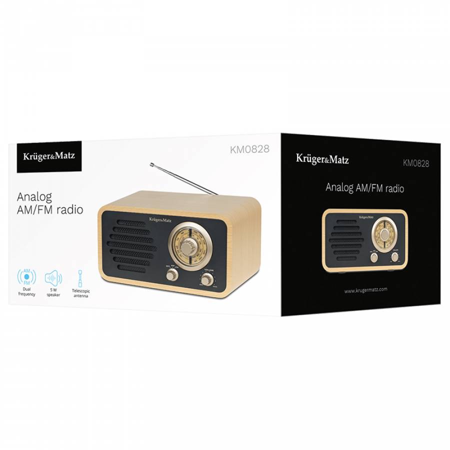 Radio portabil compact cu functii AM/FM si putere de 5W.