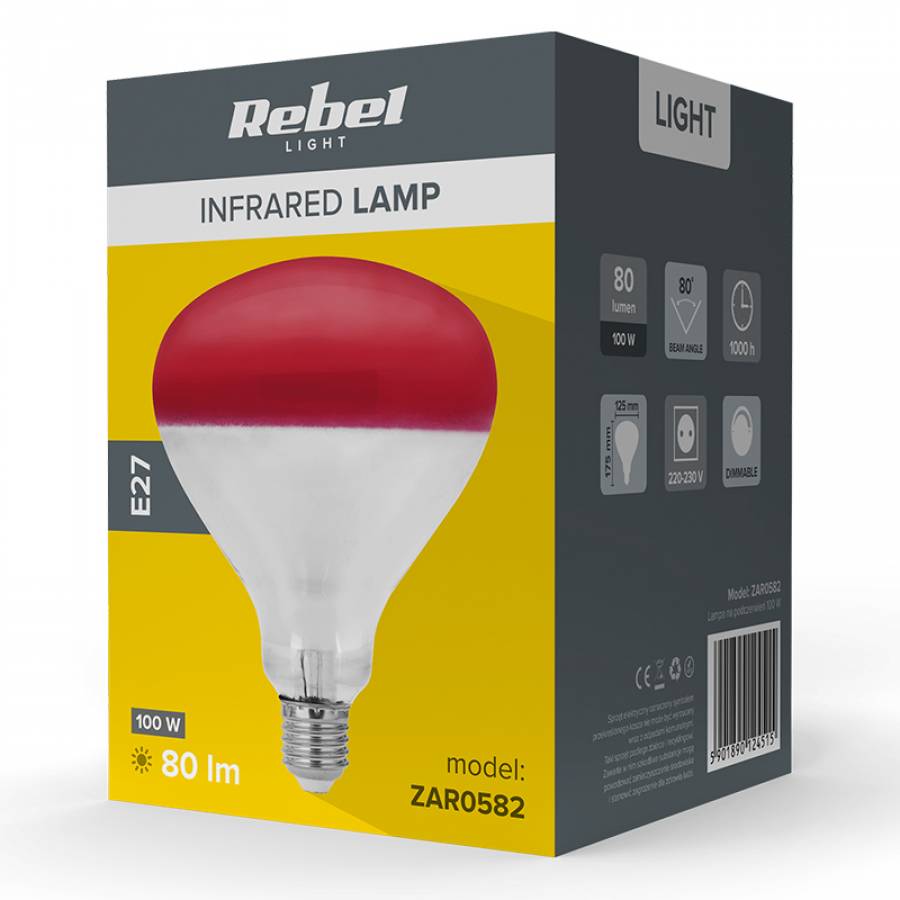 Lampa Infrarosu Crestere Pasari E27 R125 100w Rebel