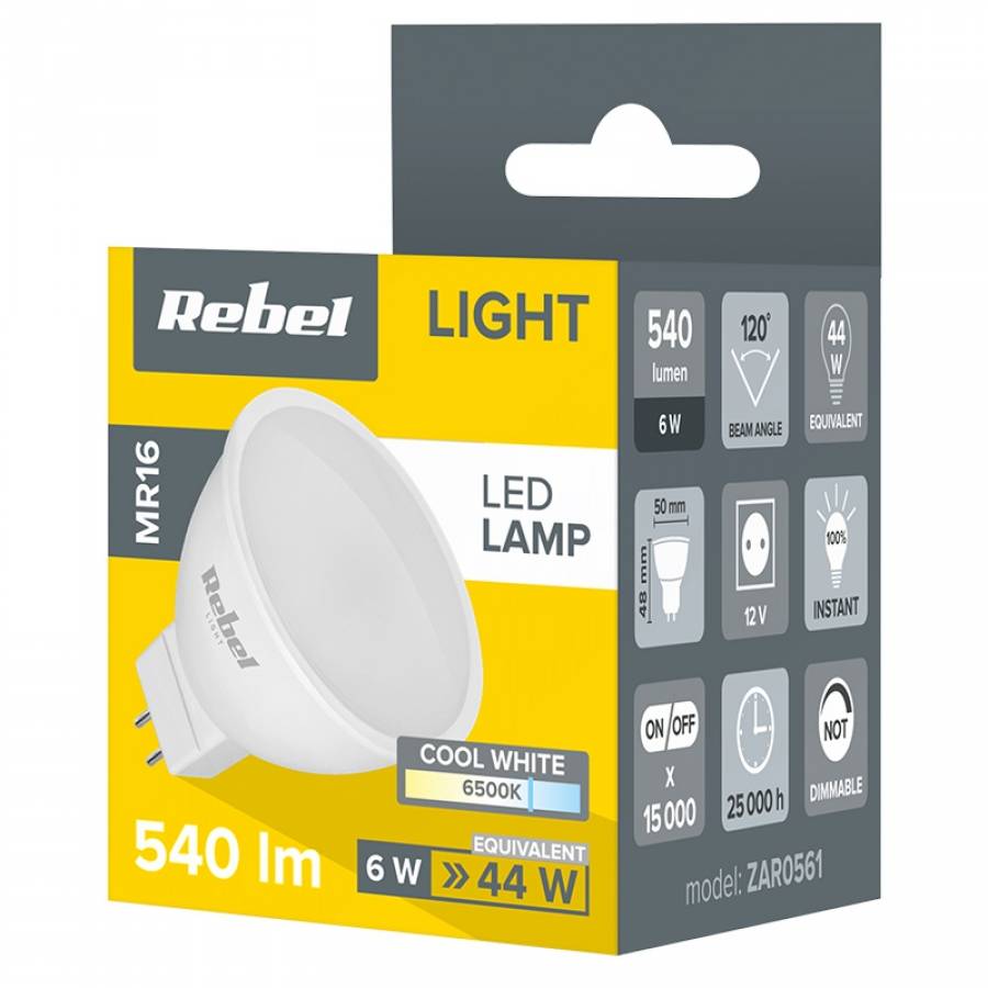 Bec LED MR16 6W 12V 6500K, economie de energie.
