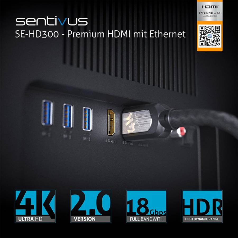 Cablu Premium Hdmi Tata - Tata 4k 2.0m Sentivus