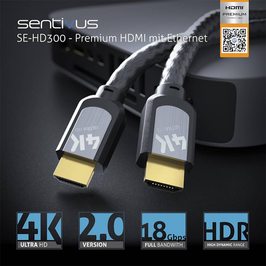 Cablu Premium Hdmi Tata - Tata 4k 2.0m Sentivus