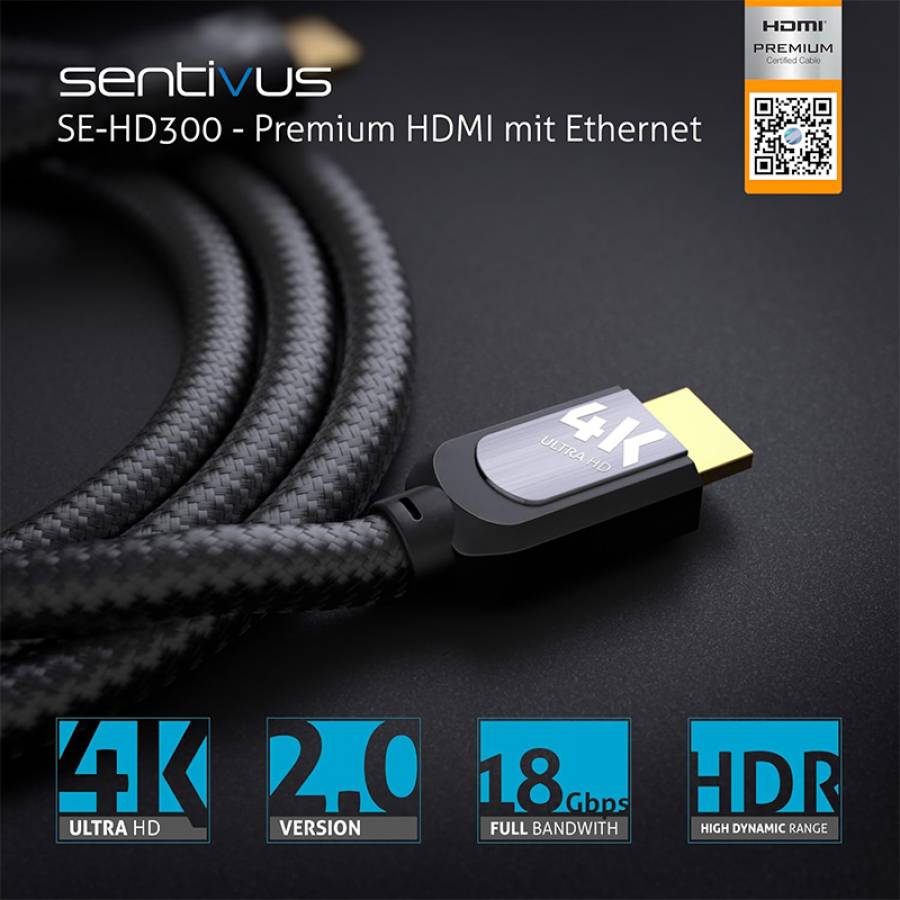 Cablu Premium Hdmi Tata - Tata 4k 2.0m Sentivus