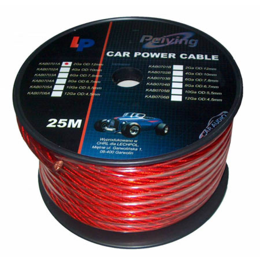 Cablu Putere Cupru 25m 6ga (7.8mm/13.29mm2) Rosu