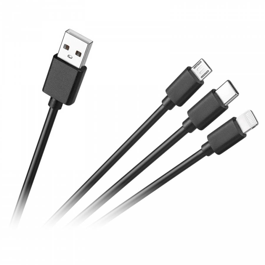 Cablu USB 3 în 1 Micro / C / Lightning 1,2m