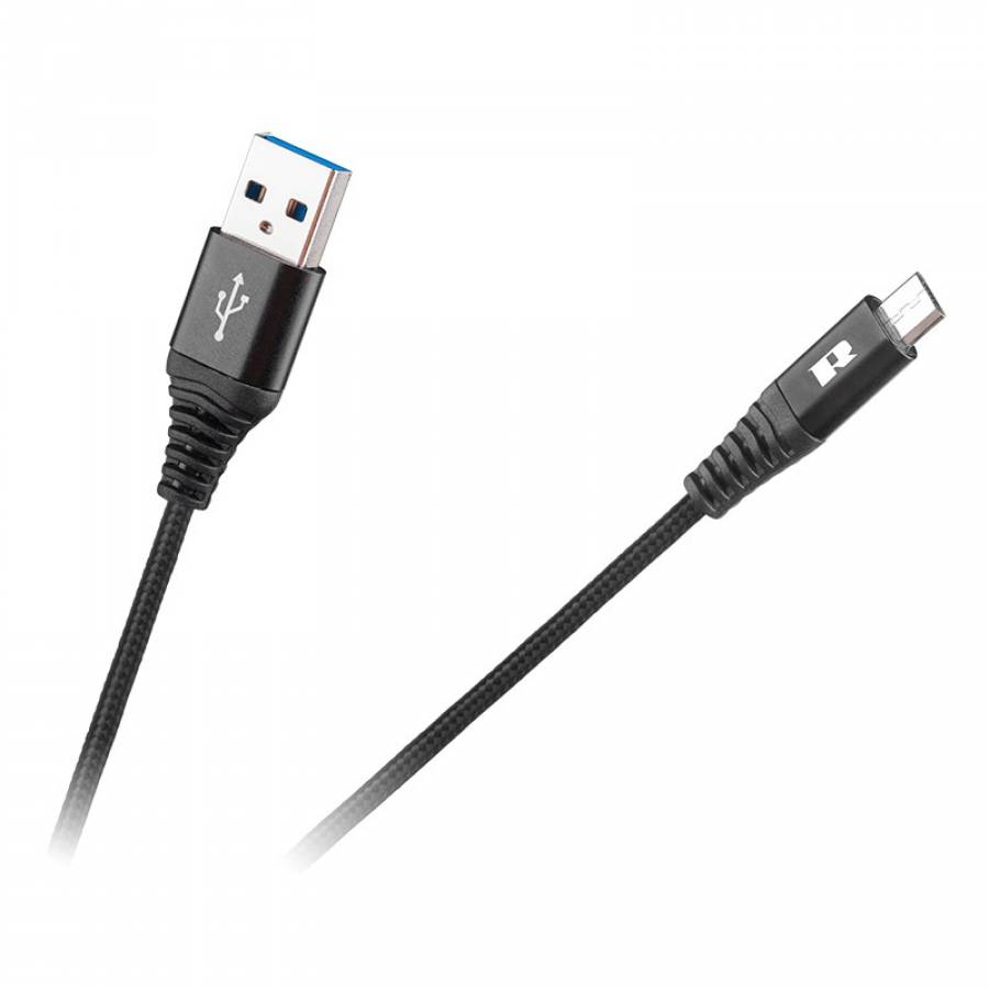 Cablu USB-micro USB, negru, 0.5m, transfer date, încărcare.