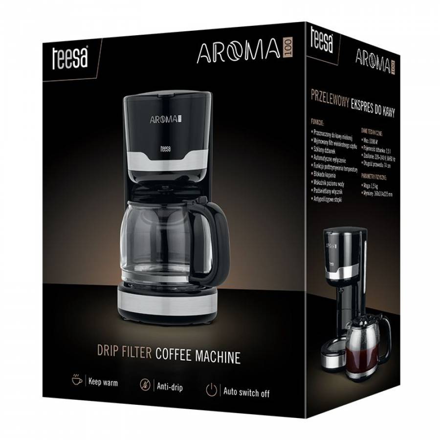 Cafetiera Aroma 100, filtru reutilizabil, 1.5l, 1000W