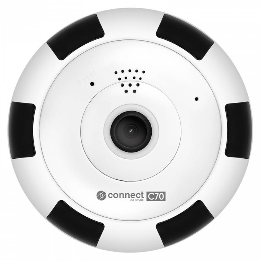 Camera de supraveghere C70 cu conectivitate Tuya si unghi de vizualizare fisheye.