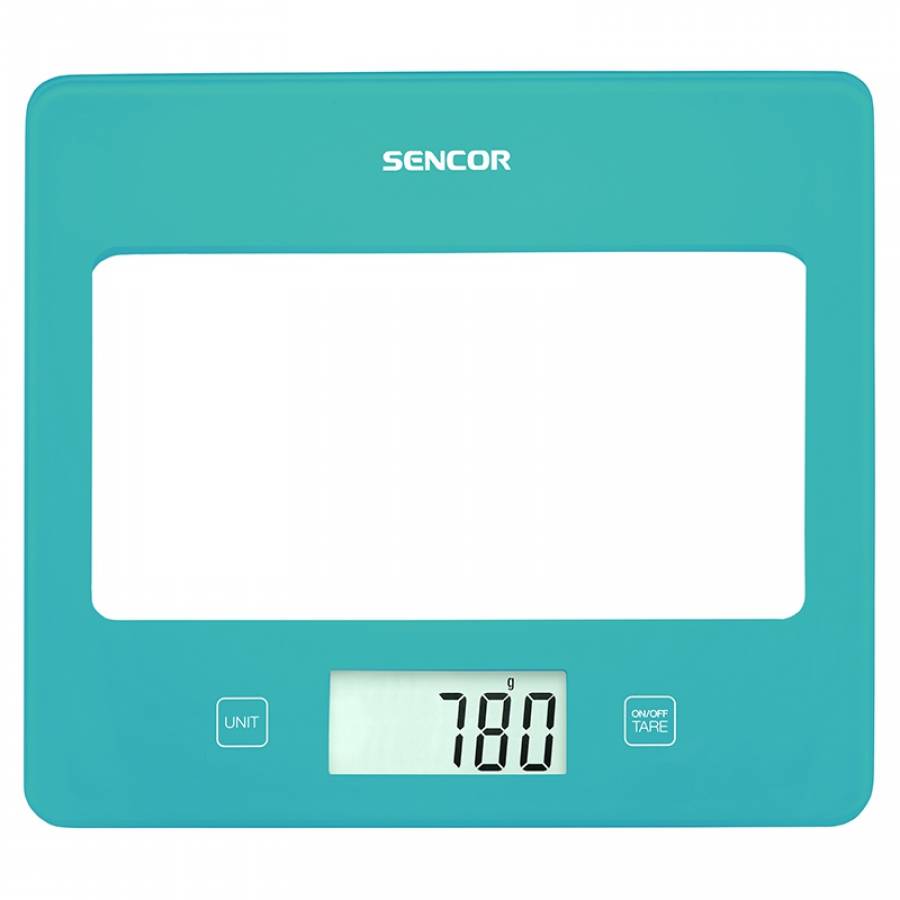 Cantar Bucatarie Sticla Securizata Sencor Turcoaz 5kg