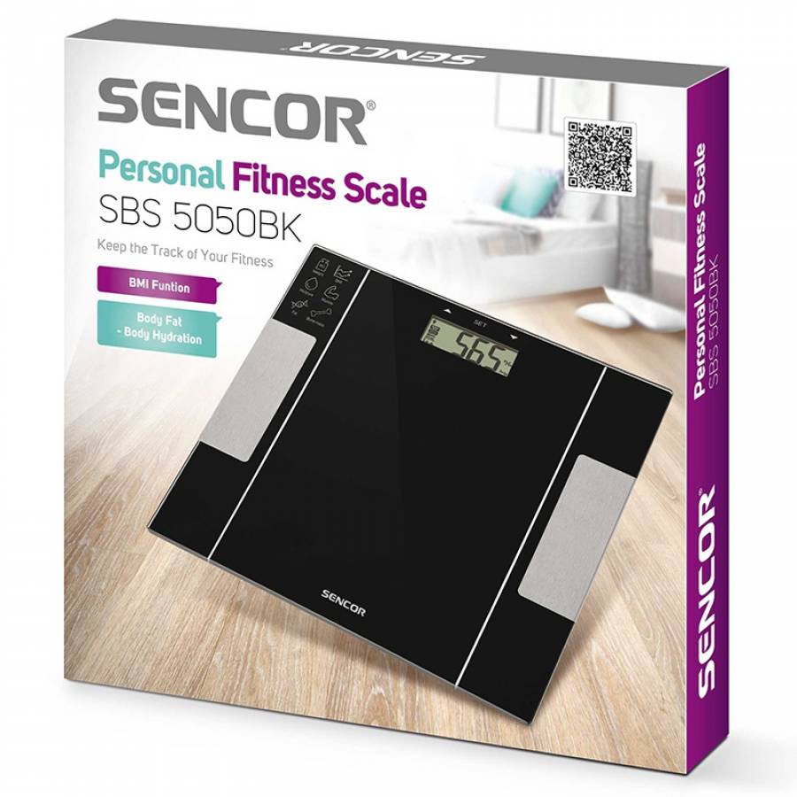 Cantar Electric, Sticla Securizata, Neagra/Argintie, Sencor