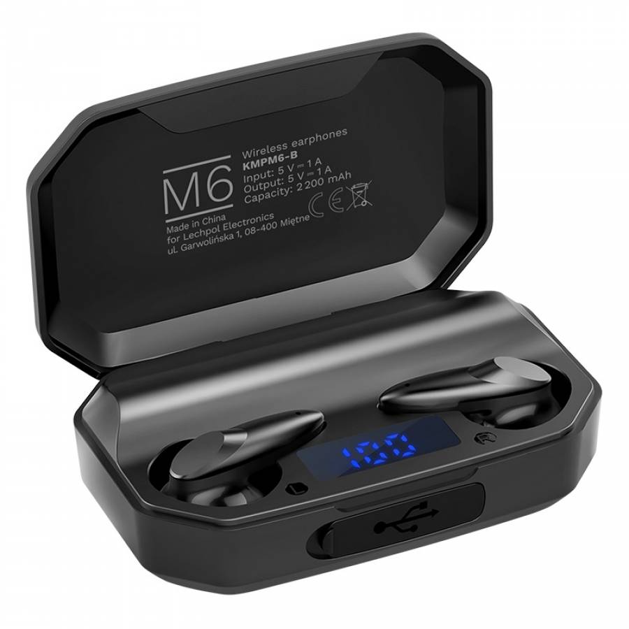 0.3%(@1kHz/1mW)
Capacitate baterie: 60mAh
Timp de incarcare: 1-2 ore
Timp de redare: 3-4 ore
Timp de asteptare: 50 ore
Conexiune: Bluetooth 5.1
Greutate: 5 g
Culoare: Negru

[titlu reformulat]
Casti Bluetooth 5.1 M6 Kruger&matz, sunet de calitate.