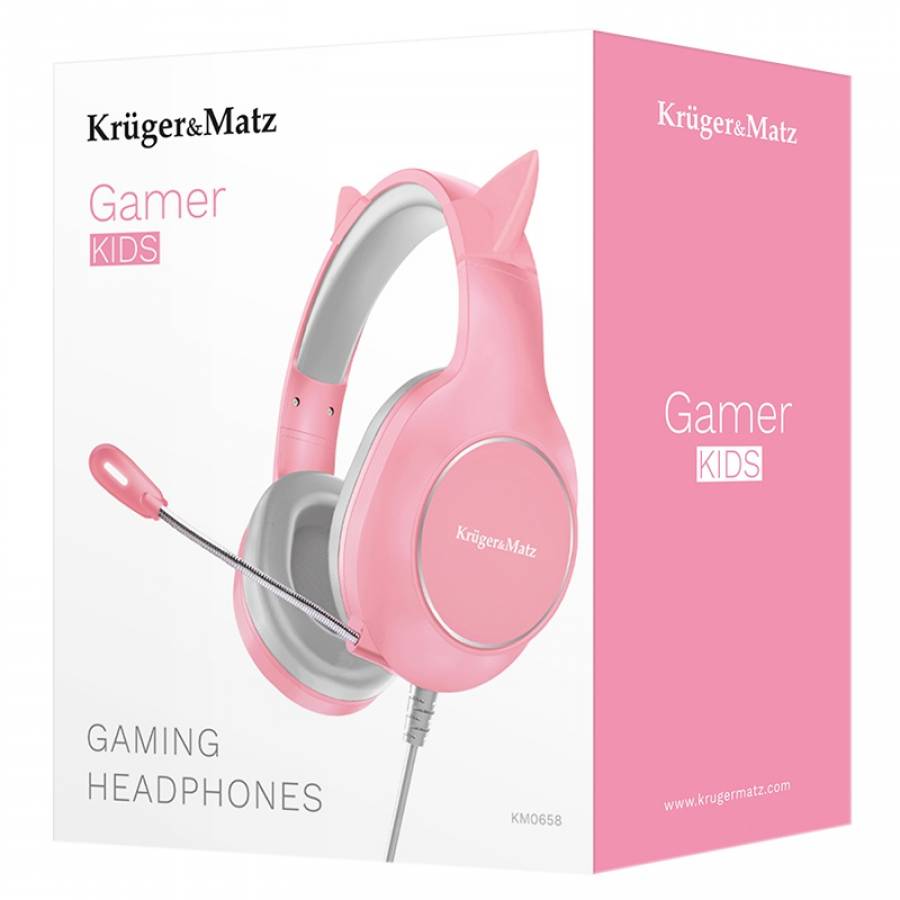 Casti Kruger&matz Kids Gamer Roz Magnet 50mm