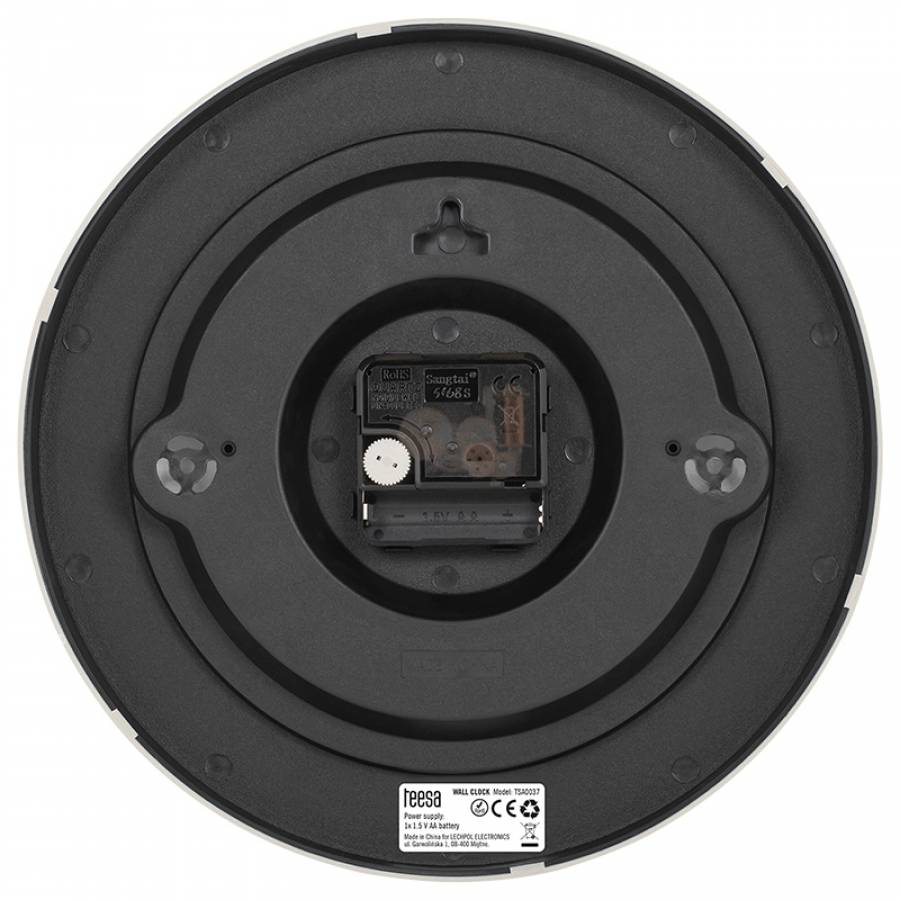 Ceas perete argintiu, diametru 25cm, mecanism quartz