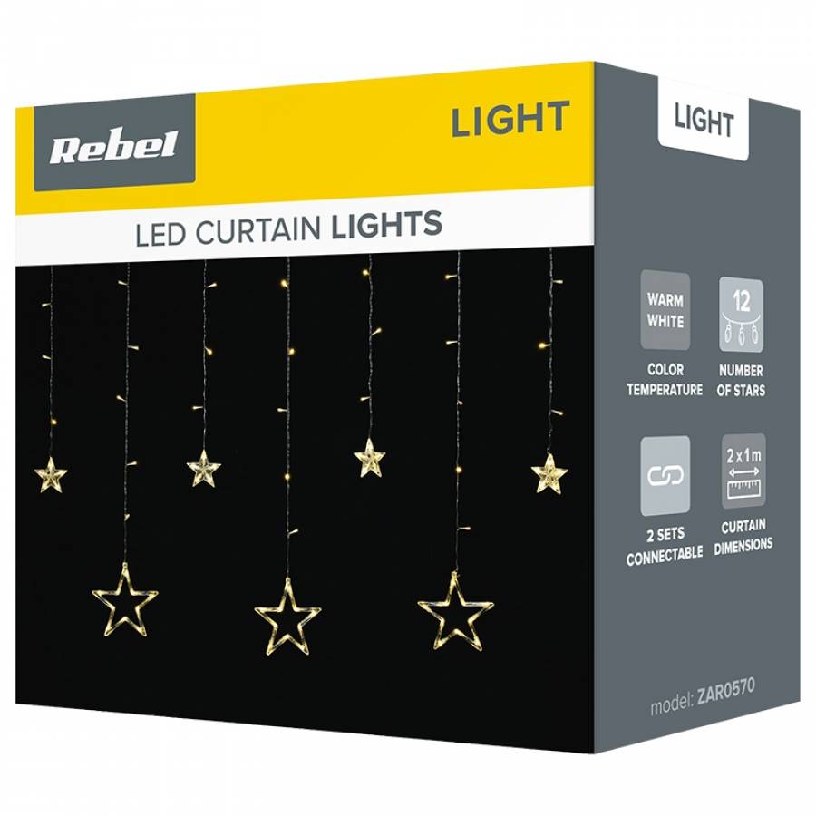 Cortina cu stele calde albe pentru spițe îndrăznețe.