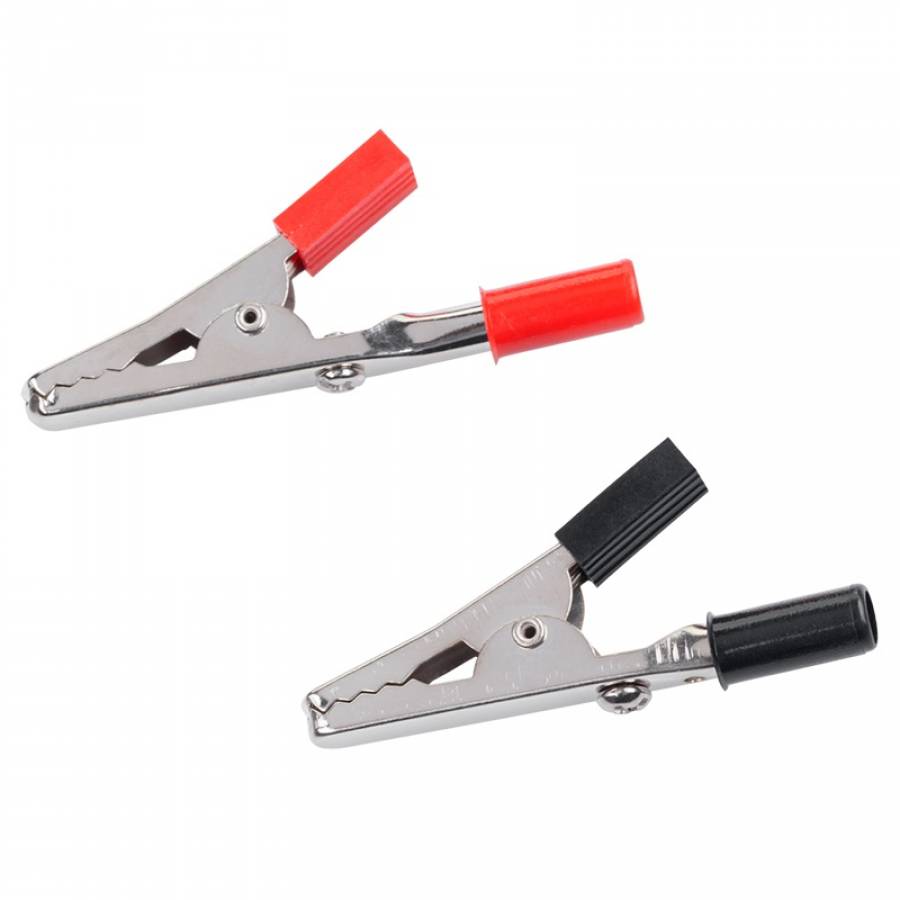 Conectori crocodili medii - Rosu/Negru