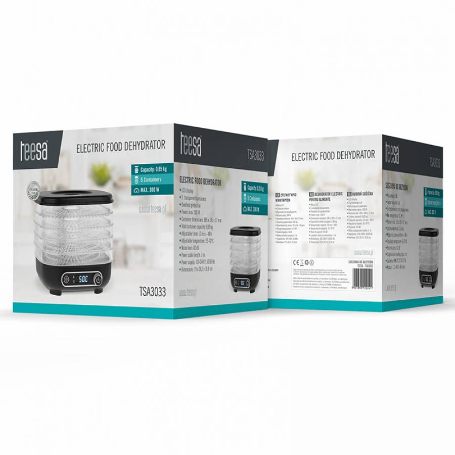 [deshidrator] Convectie 5 Tavi 300w Teesa - Afisaj LCD