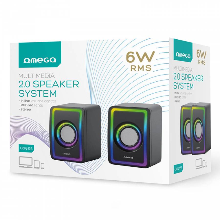 Boxe Stereo cu lumini RGB, putere de 6W RMS, conexiune USB și 3.5mm.