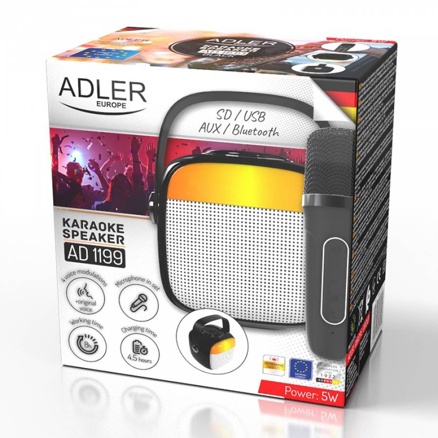 Boxa Karaoke Cu Microfon Adler AD 1199 Portabila Negru