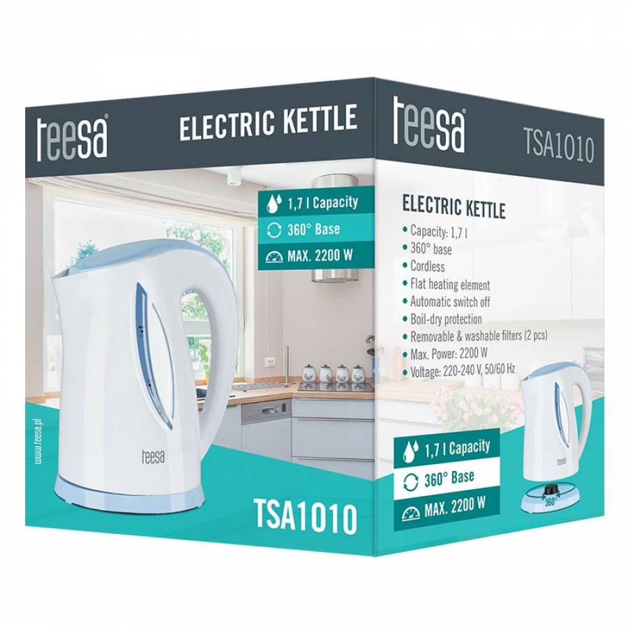 Fierbator Electric Teesa 1.7l Alb cu Accente Albastre