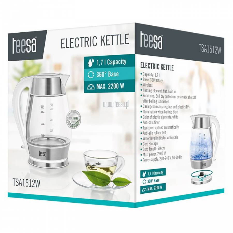 Fierbator Electric Cordless Teesa 1.7l 2200W